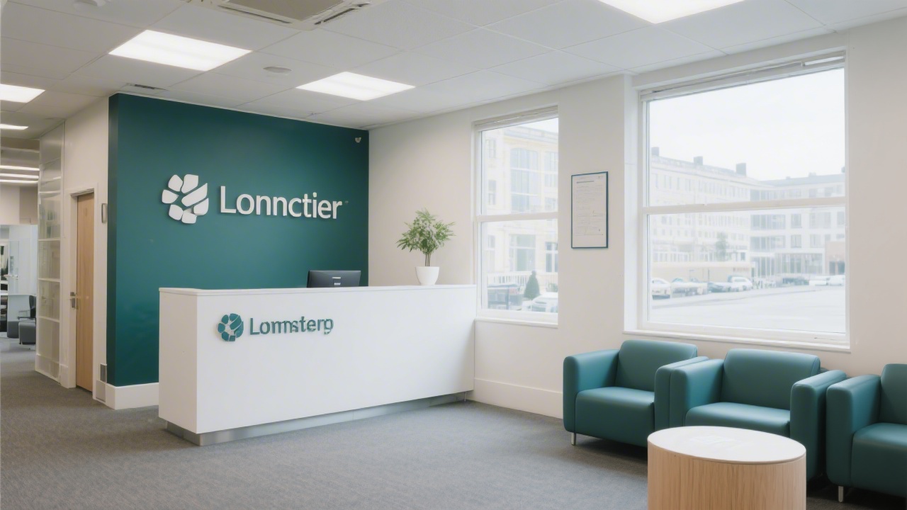Reception area with clean signage and seating in a Dublin office, representing a professional point of contact for visitors.